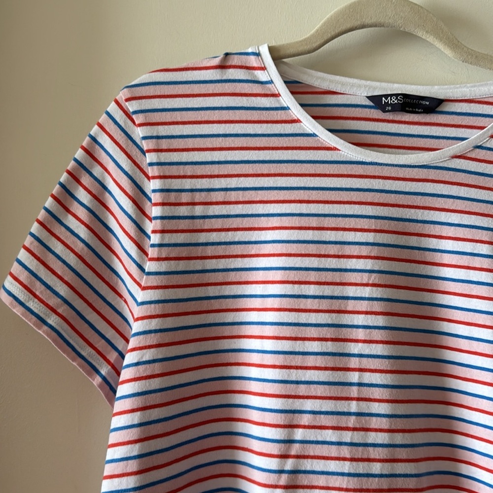 M&S Collection Striped Crew Neck Tee - Picture 2 of 4